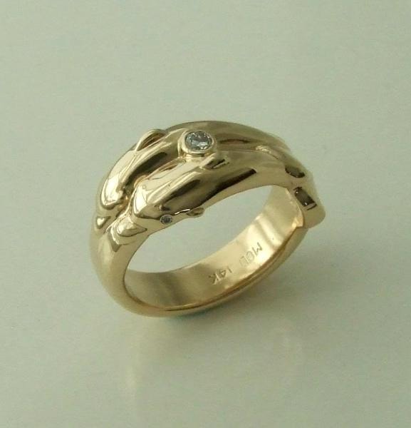 14KY Dolphins Wedding Ring 2