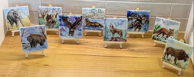 tiles on easels