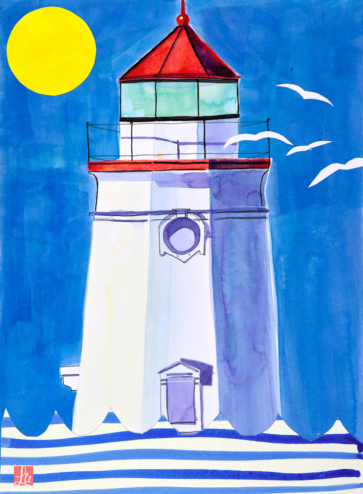 Cutting Board Blue and White Lighthouse