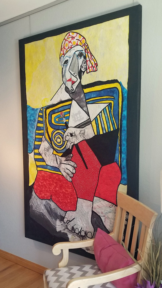 cubists self portrait hanging in living room