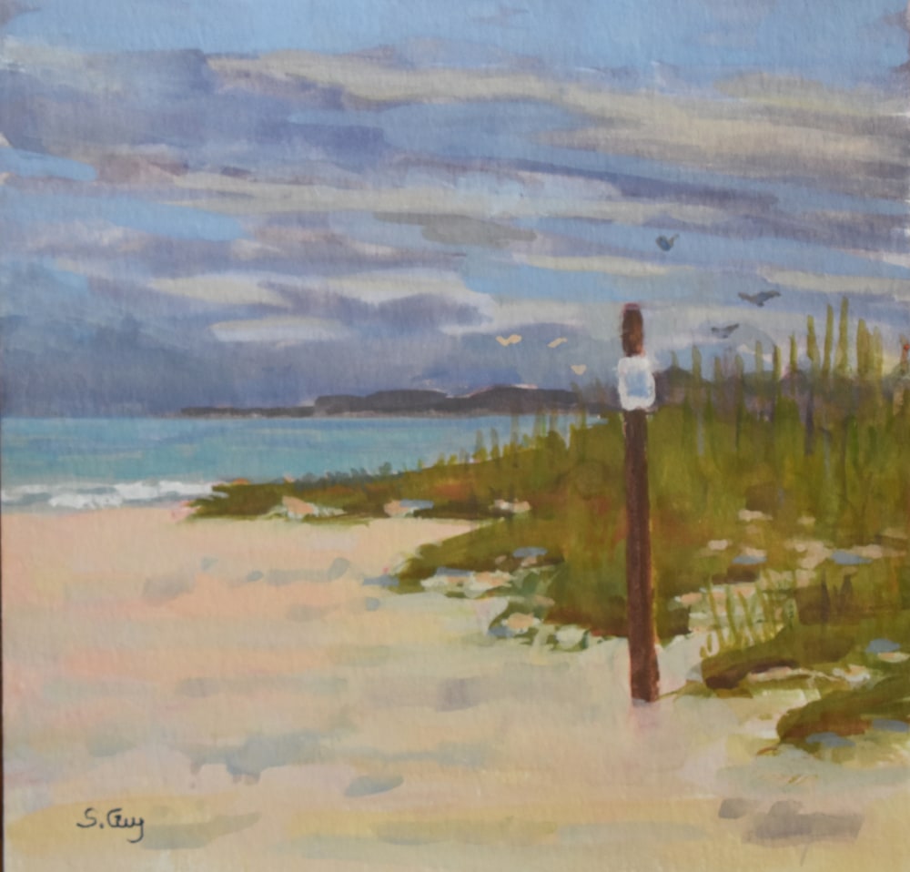 The North End gouache daily painting nokomis beach modern seascape nature art sharon guy