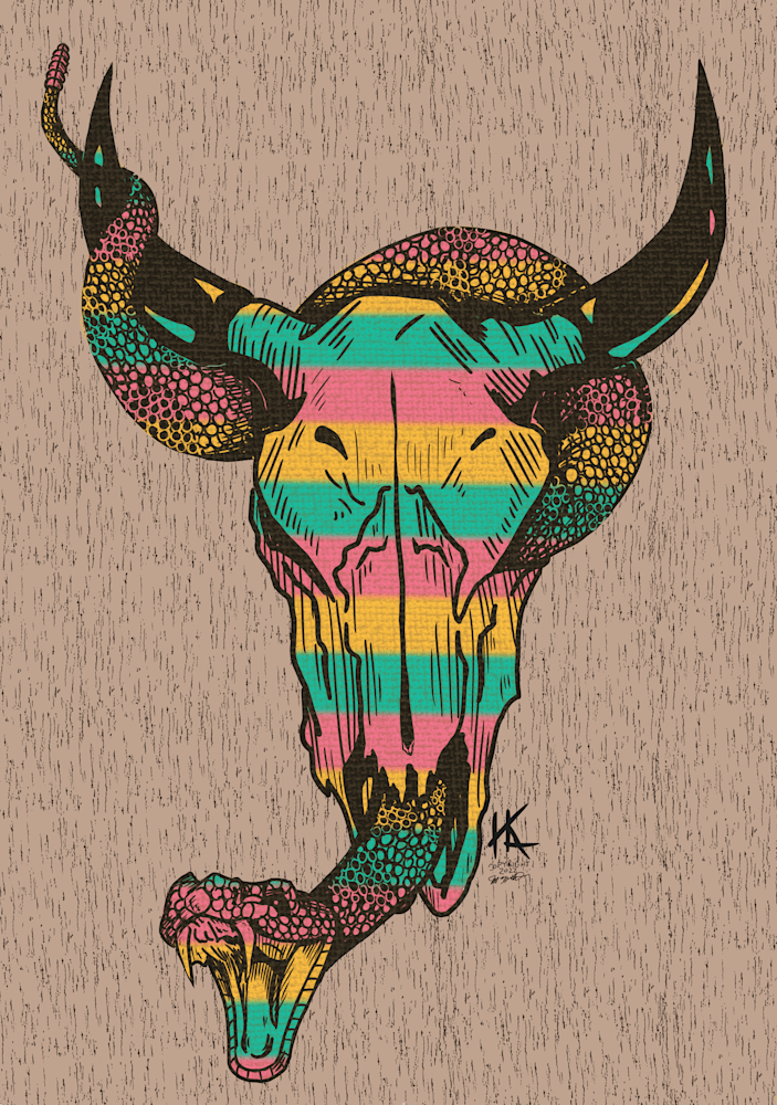 cow skull color prints