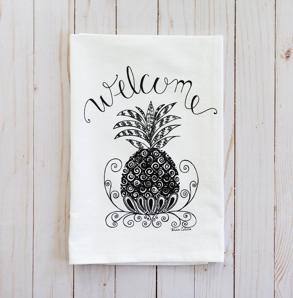 Welcome Pineapple tea towel