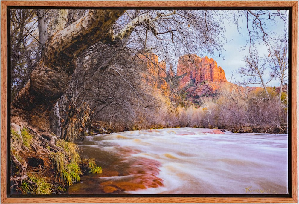 Oak Creek and Cathedral Rock Framed Canvas