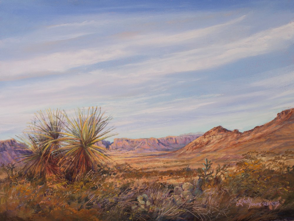 5b17 The Moment the Desert Turns Golden 12x16 pastel Lindy C Severns