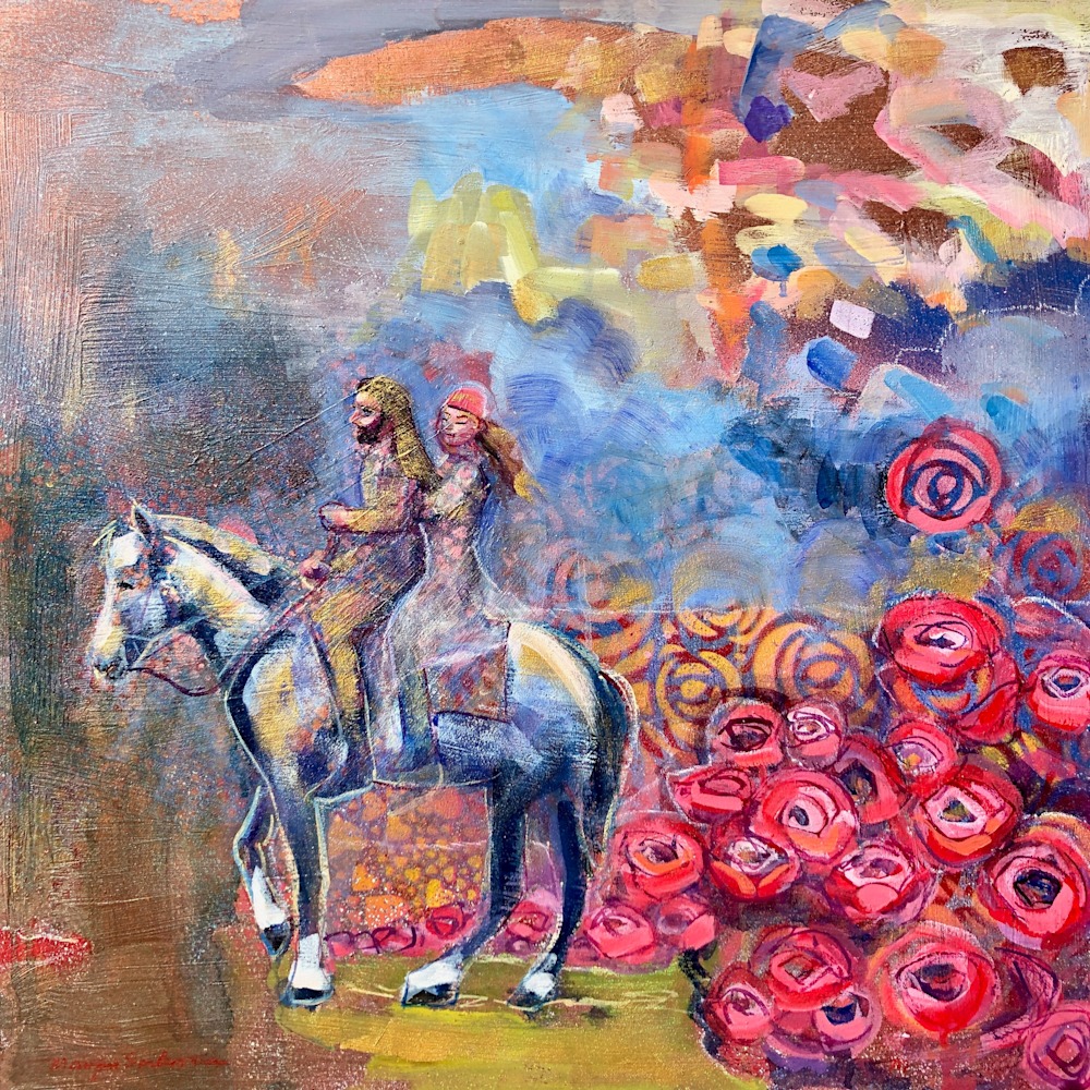 In The King's Garden Beloved Riders 1, mixed media, 24x24