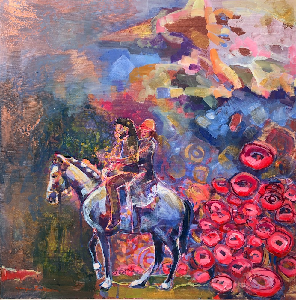In The King's Garden Beloved Riders 2, mixed media, 24x24