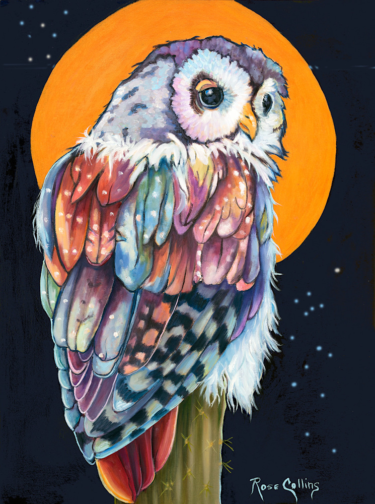 Barn Owl Perched Under a Harvest Moon FB  