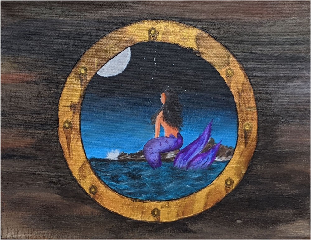mermaid porthole original artwork