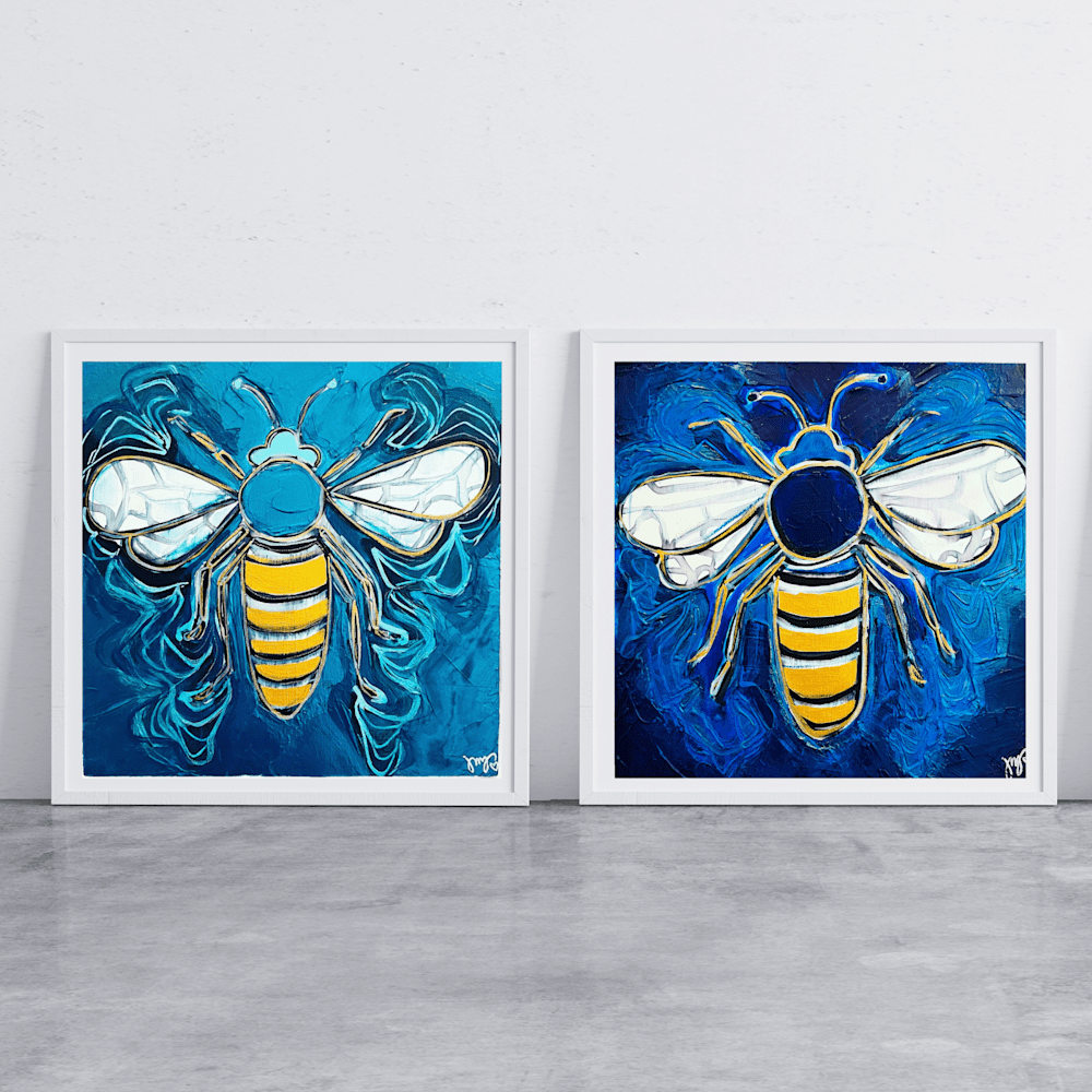Blue Bee and Aqua Bee