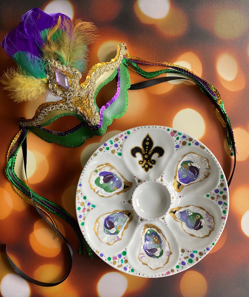 Oyster Plate Mardi Gras Confetti (circles and rectangles)