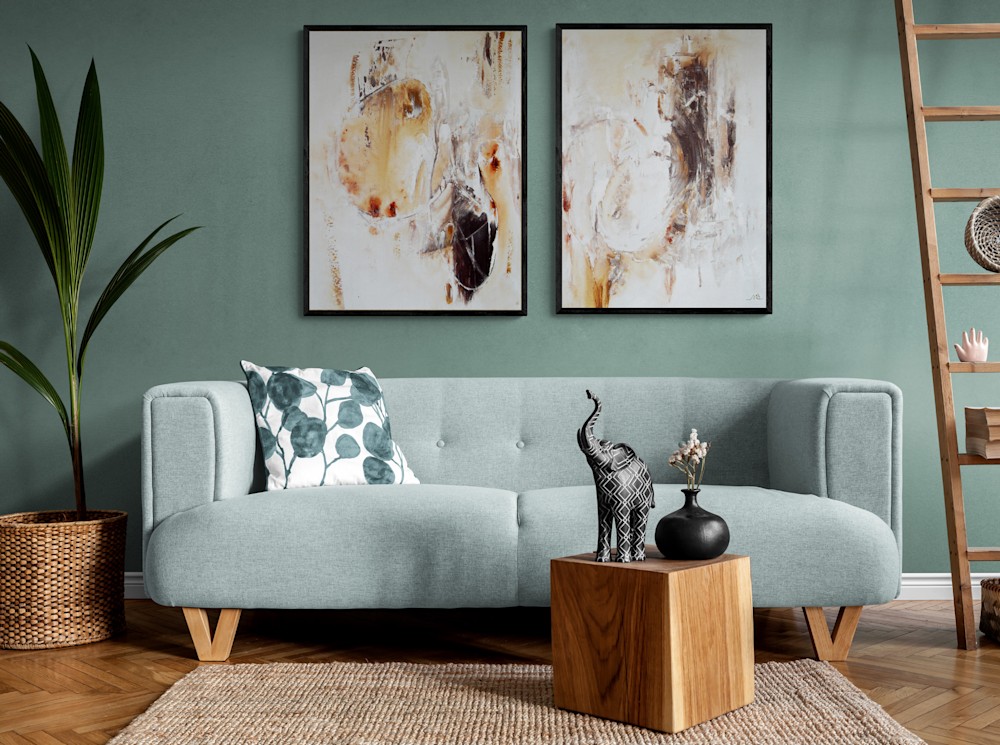 364 365 Comfy living room with tropical plant and ladder