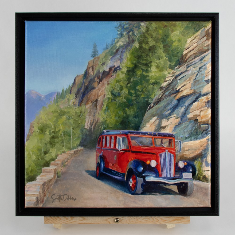 Red Bus on easel