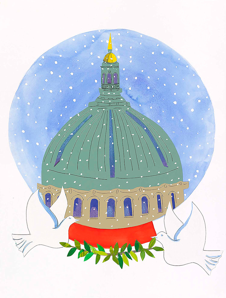 USNA Chapel Dome In Snow Globe9