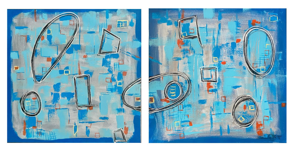 Blue Gone Gray diptych