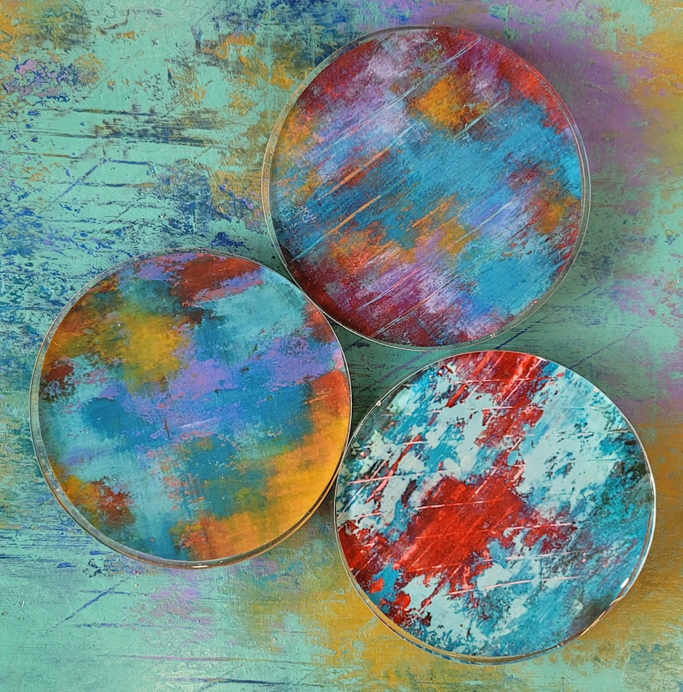 coasters cold wax abstract