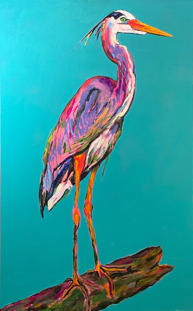 The Great Tiffany Blue Heron Painting