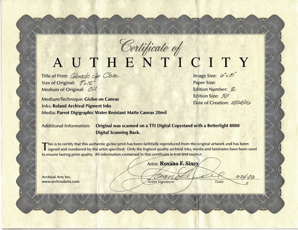 Colorado Up Close Certificate