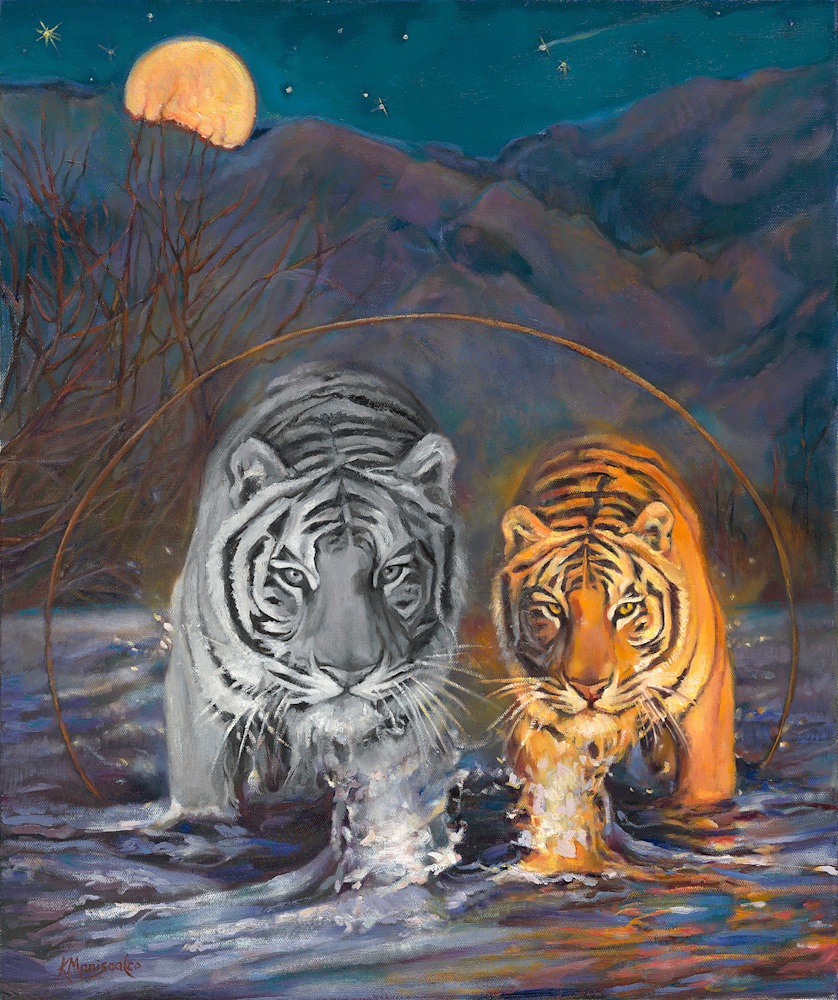 Tigers With Moon