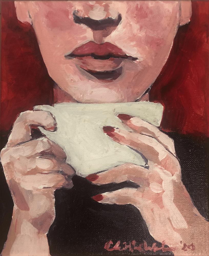 Christine Welman   coffee figures acrylic 8x10