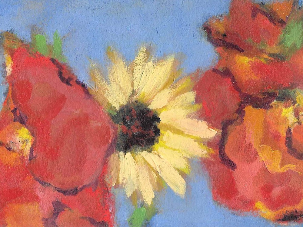ASF Old Flowers oil on paper