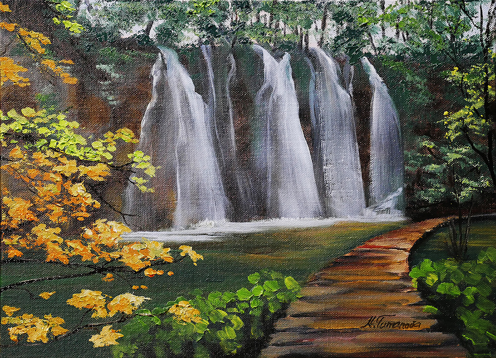 Waterfall 9x12 canvas panel original print