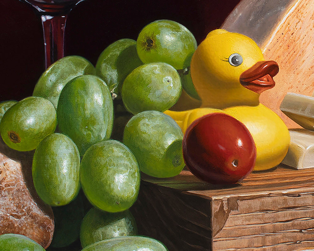 Kevin Grass Cheese and Quackers Detail 1 Acrylic on aluminum panel painting
