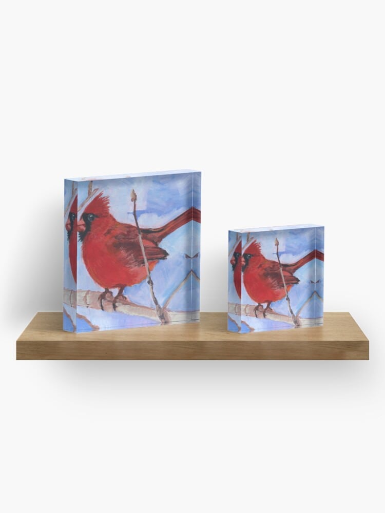 Cardinal Bird Acrylic Block3