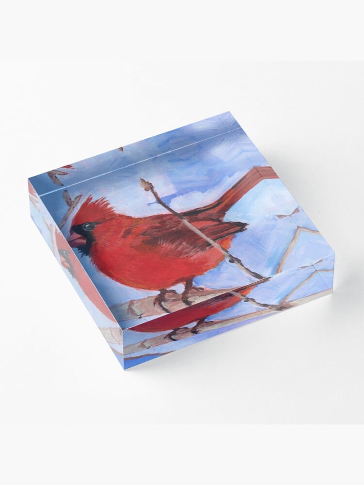 Cardinal Bird Acrylic Block2