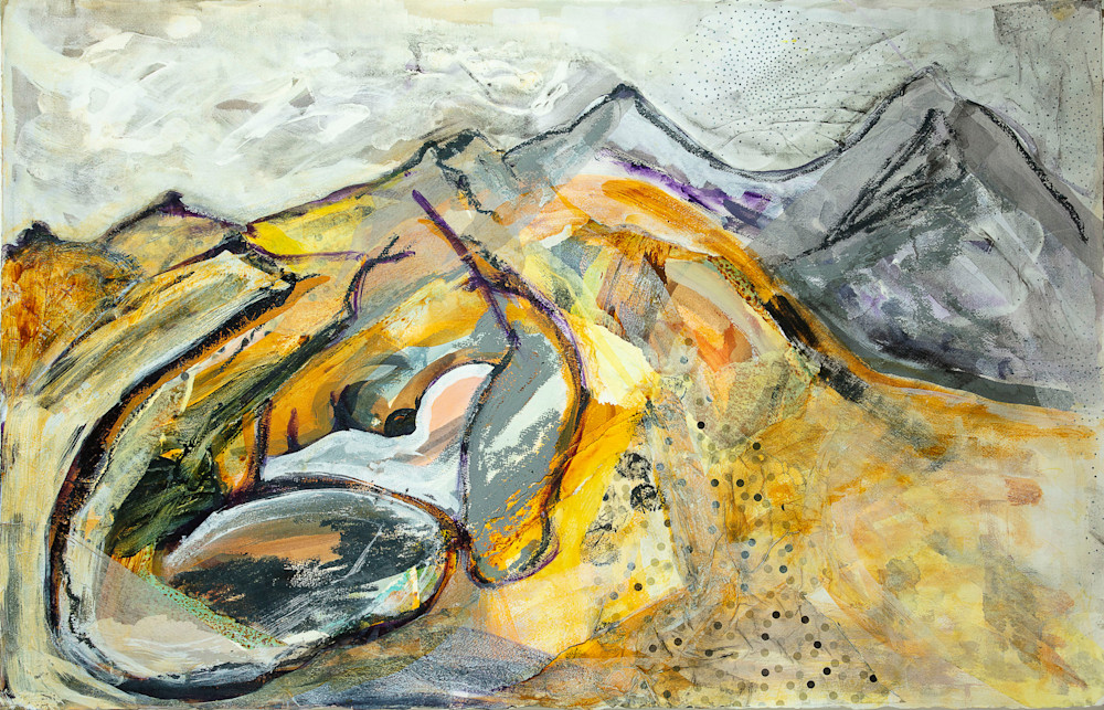 Mountains of change 2022 26 x40 Mixed media on paper