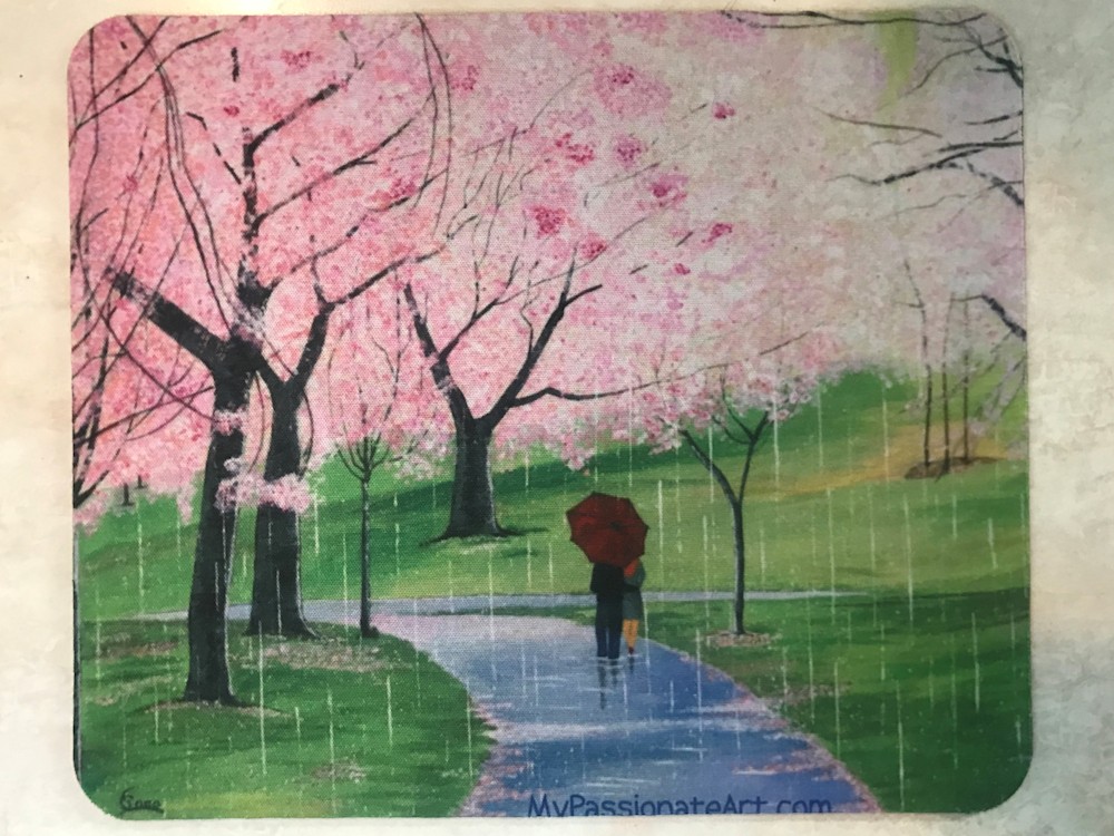 Strolling Under Cherry Blossoms Mouse Pad