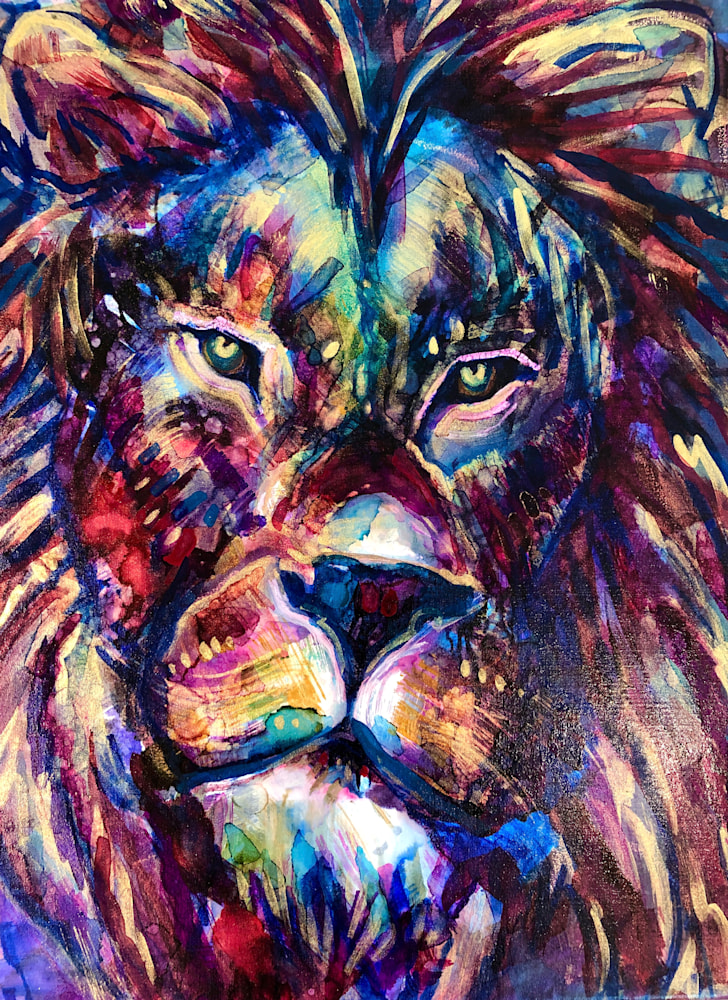 Ready To Roar 25, alcohol ink on canvas, 16x12