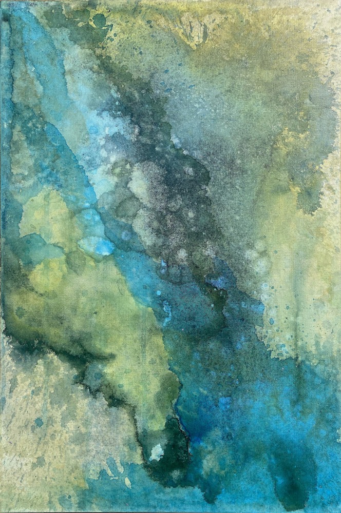 Andrea Cermanski First Dive Blue Green Painting on Canvas Abstract