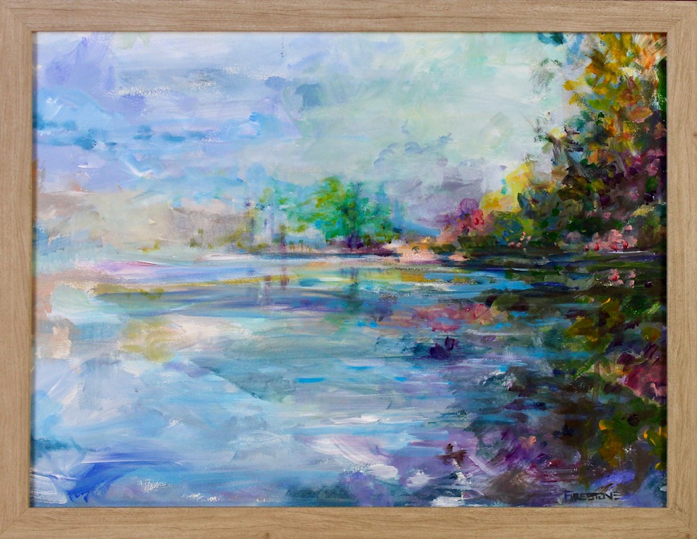 Lakeside blue morning framed