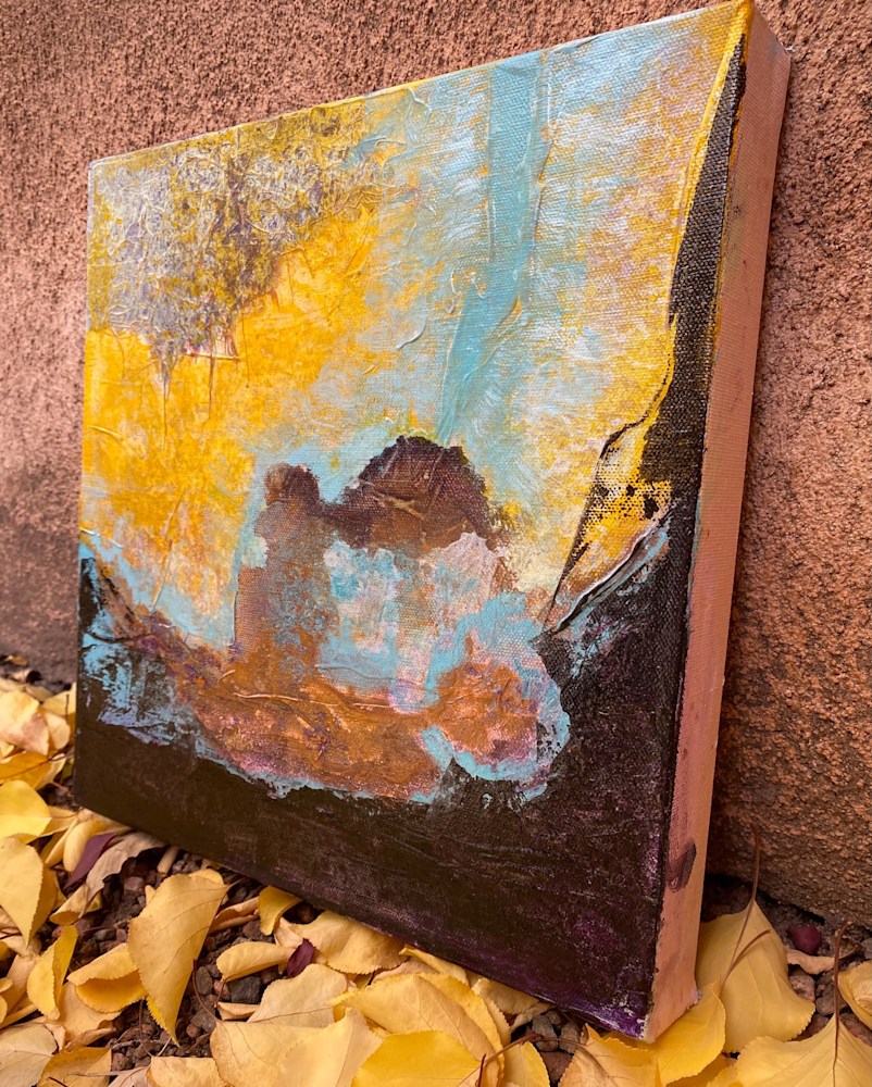 Keeper of the pond II side view abstract painting for sale santa fe