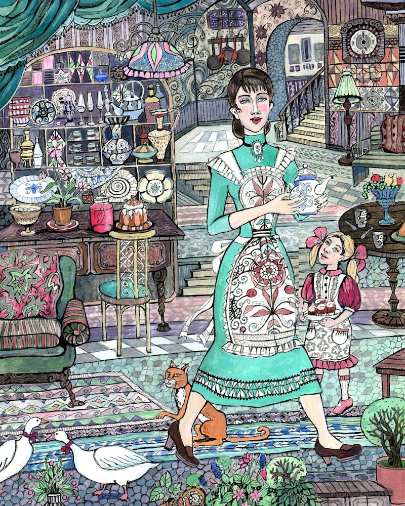 Home Sweet Home, Tea time painting 20x16x1 OI 0007