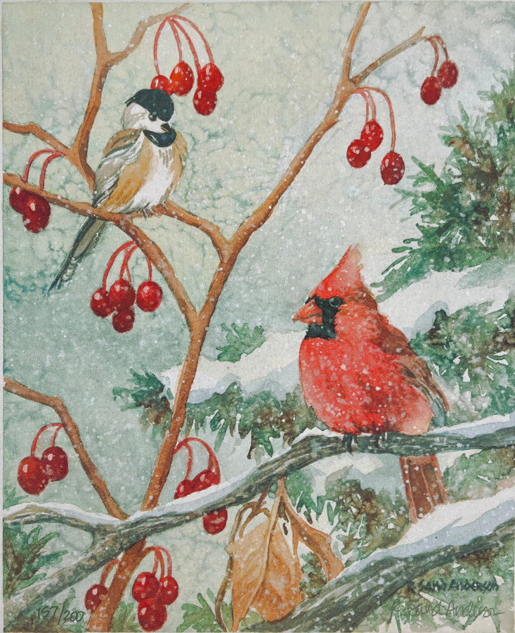 Neighbors: Cardinal & Chickadee 180ppi 4x5