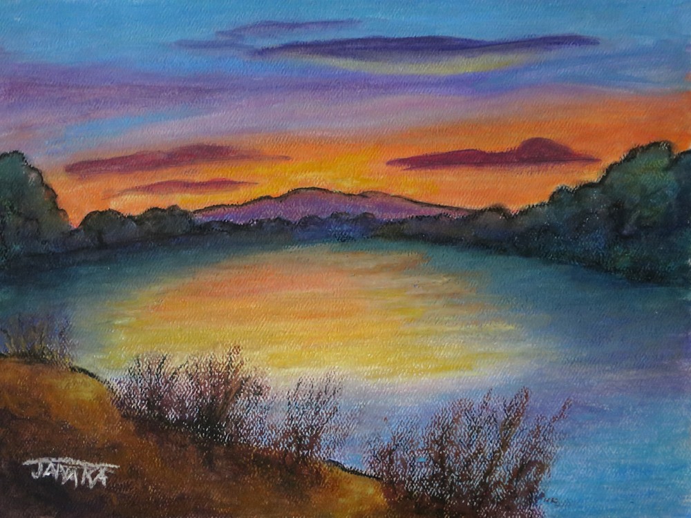 sunset on the sac river9x12