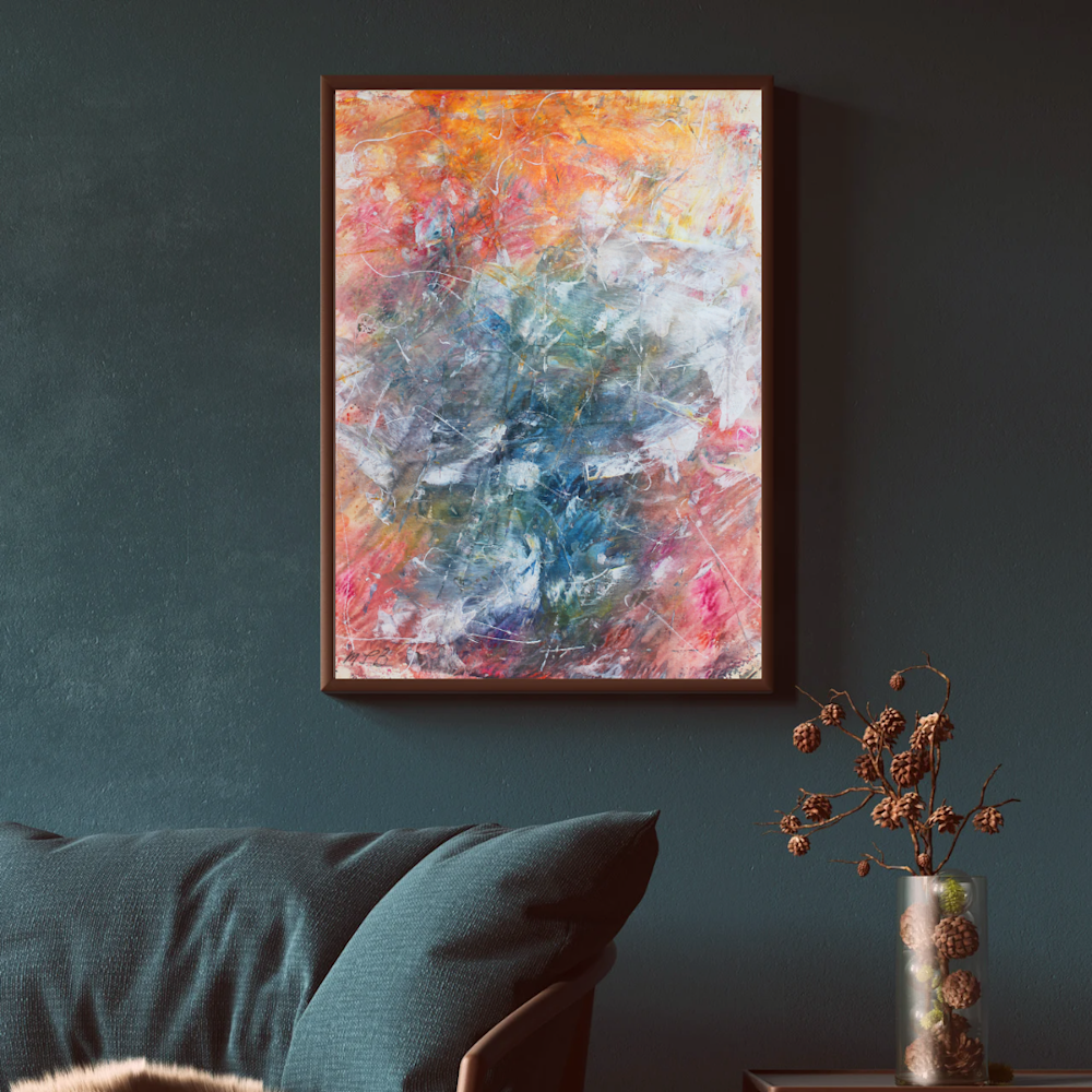 2003 Blue Wall Art Photo Frame Mockup for Instagram Post