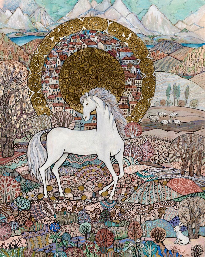 Snowy Steed  Horse OKH  EM  LTR OI 5041 0  SM 16x20 0123