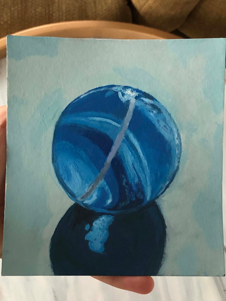Glass marble blue and white gabriela ortiz painting 10