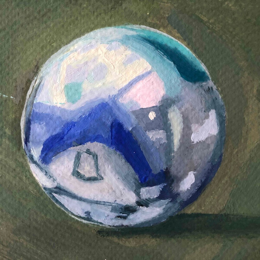 Glass marble blue and white gabriela ortiz painting 1