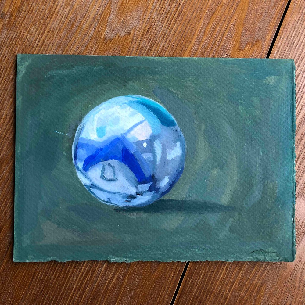 Glass marble blue and white gabriela ortiz painting 3