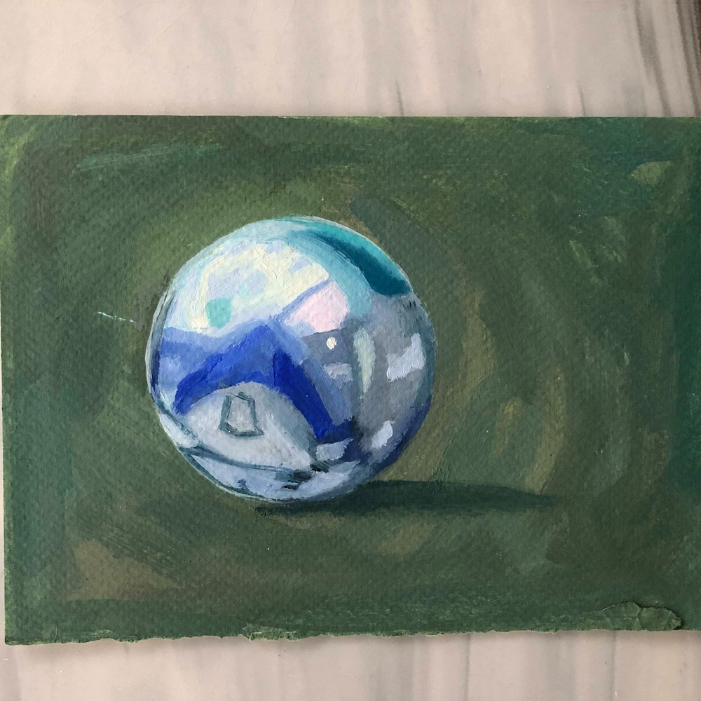 Glass marble blue and white gabriela ortiz painting 2