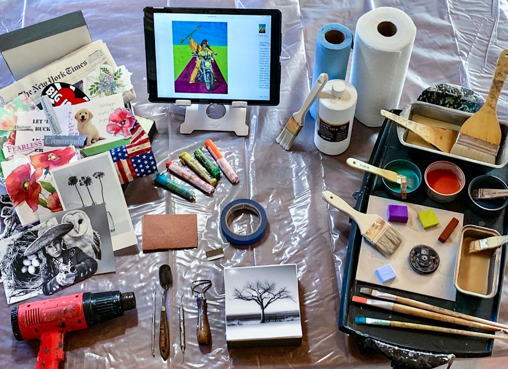 Studio Setup for 2 day Photo encaustic EAI copy