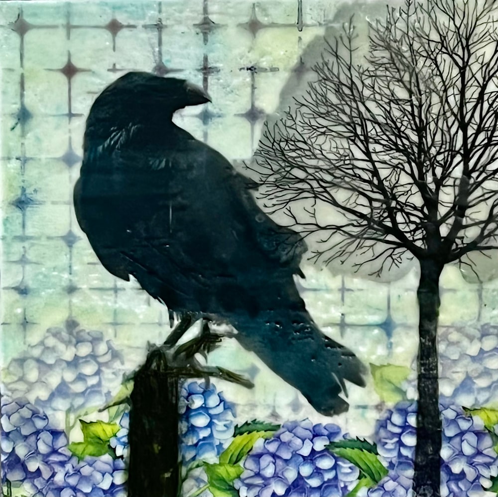 Crow & Gate Angel Wynn 8x8 inch encaustic