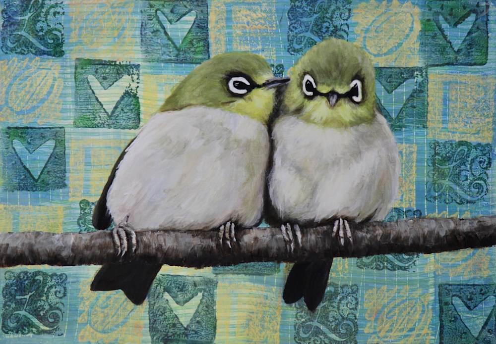 Lorelle Carr   Love Birds 3 7 x 11 SOLD