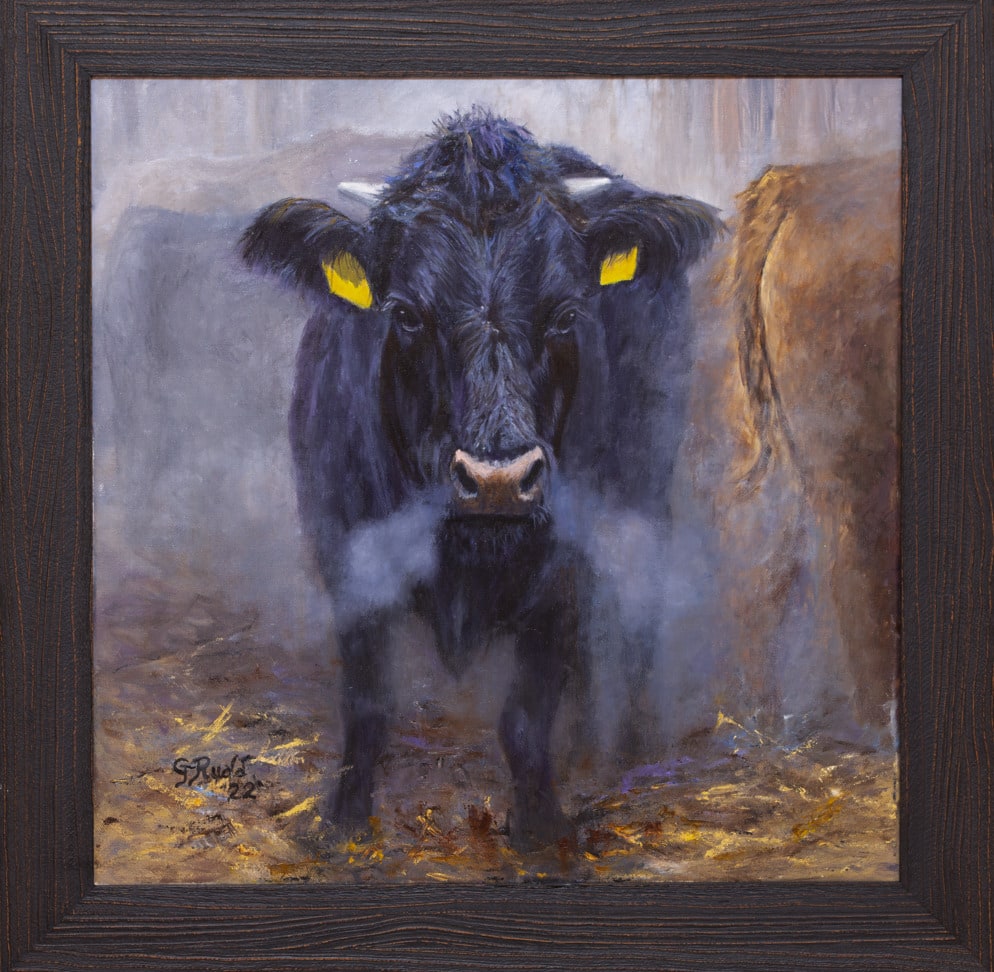 Gloria Rudd   oil,Steam Room Moderator, 20x20, w frame, $650