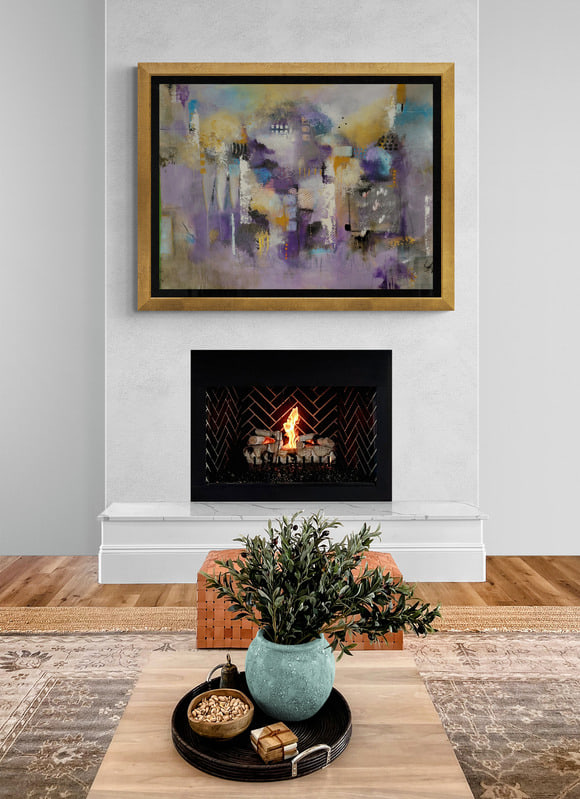 Warm living room fireplace