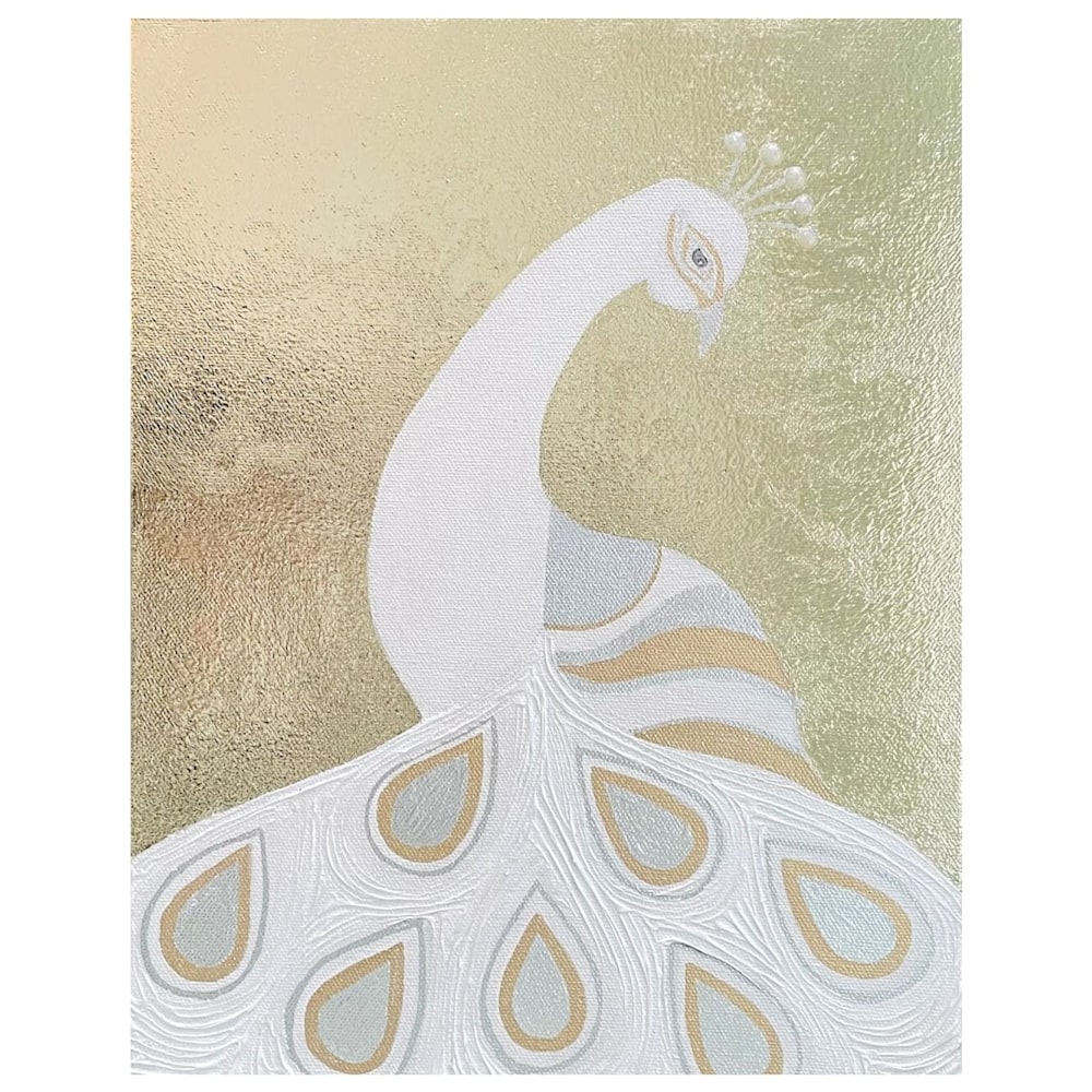 White Peacock on Gold  11X18 $222